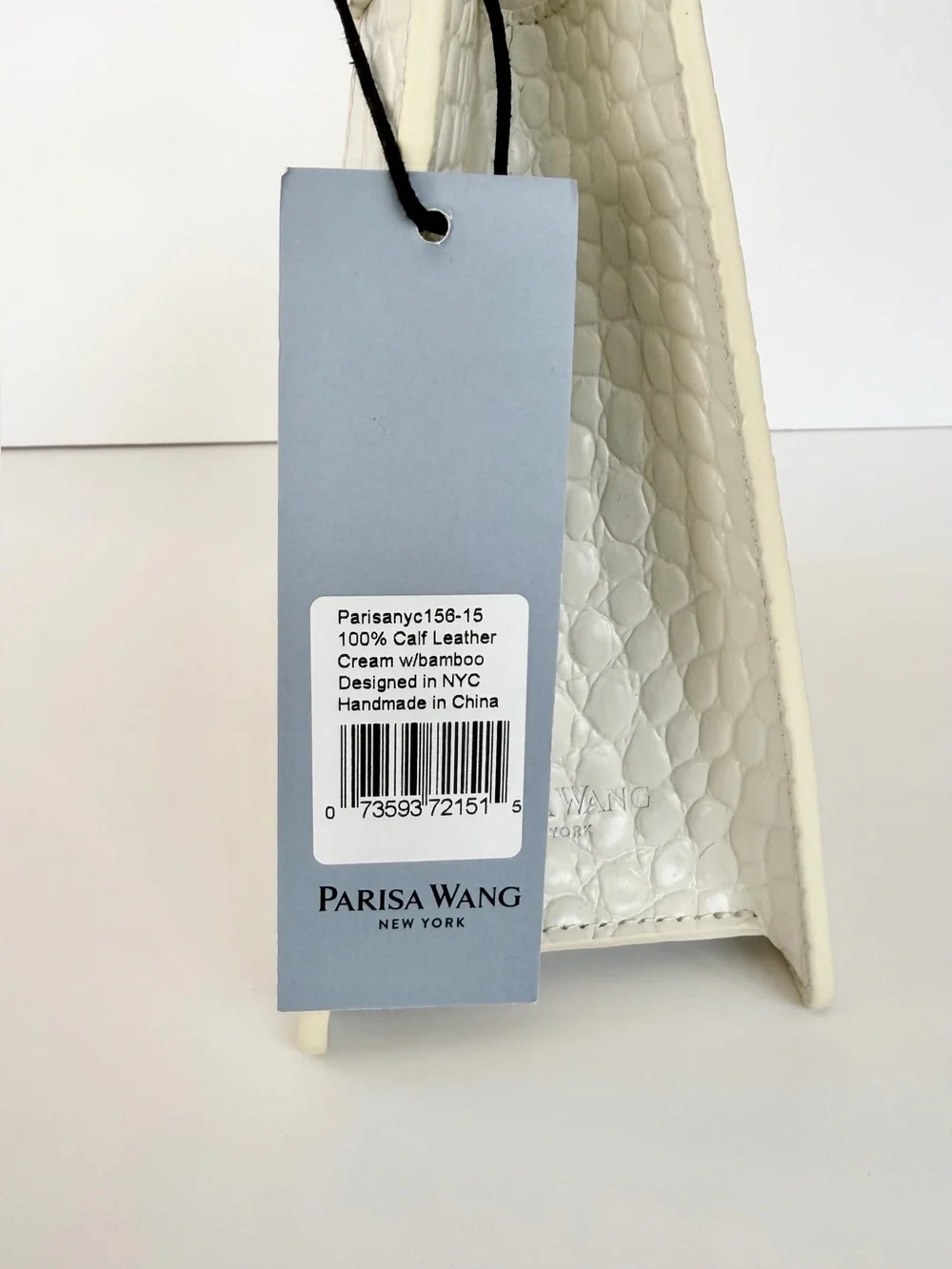 NWT Parisa Wang Bamboo Enchanted Top Handle Bag Cream w/ crossbody strap